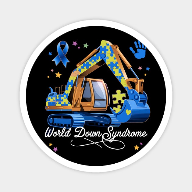 Kids World Down Syndrome Awareness Day – Bulldozer Construction Boys Magnet by ArtistTee ⭐⭐⭐⭐⭐